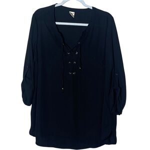 Faded Glory Black Lace-Up Blouse